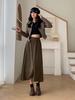Mode Hohe Taille Cordröcke Damen Koreanisch Elegant College Stil Midirock Damen Herbst Winter Dick A-Linien-Rock