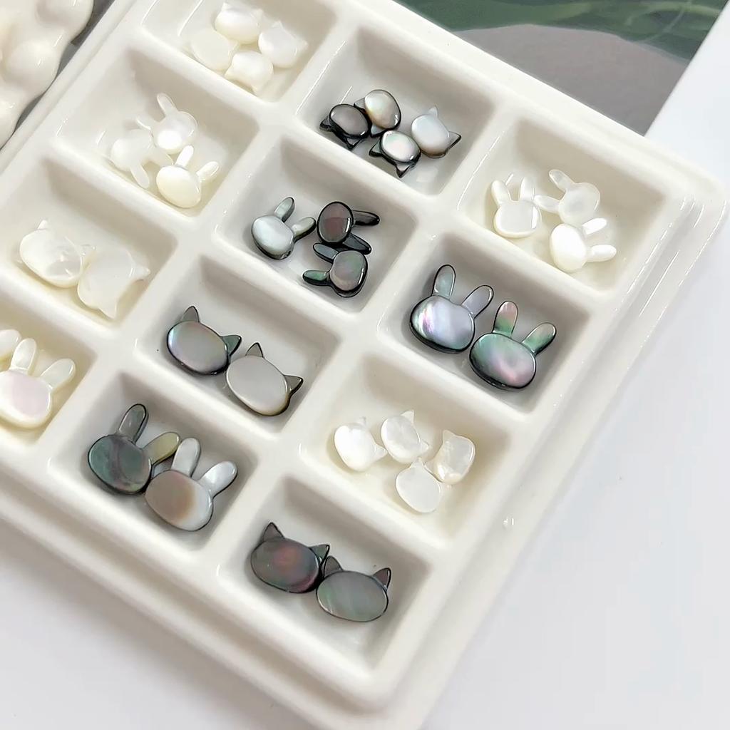 Natural Shell Rabbit Cat Head Beads For DIY Necklace Bracelet Earrings Jewelry Making