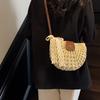 Yogodlns Summer Straw Bag For Women Fashion Semicircle Crossbody Bags Rattan Handmade Messenger Handbag Travel Beach Bags