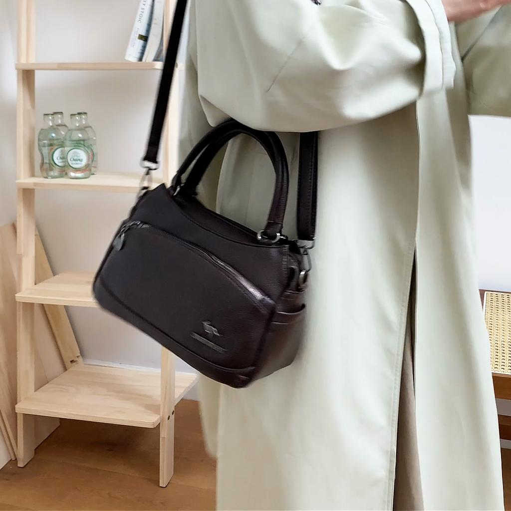 Women's Bag Middle-Aged Mother Bag Pu Shoulder Messenger Bag Handbag