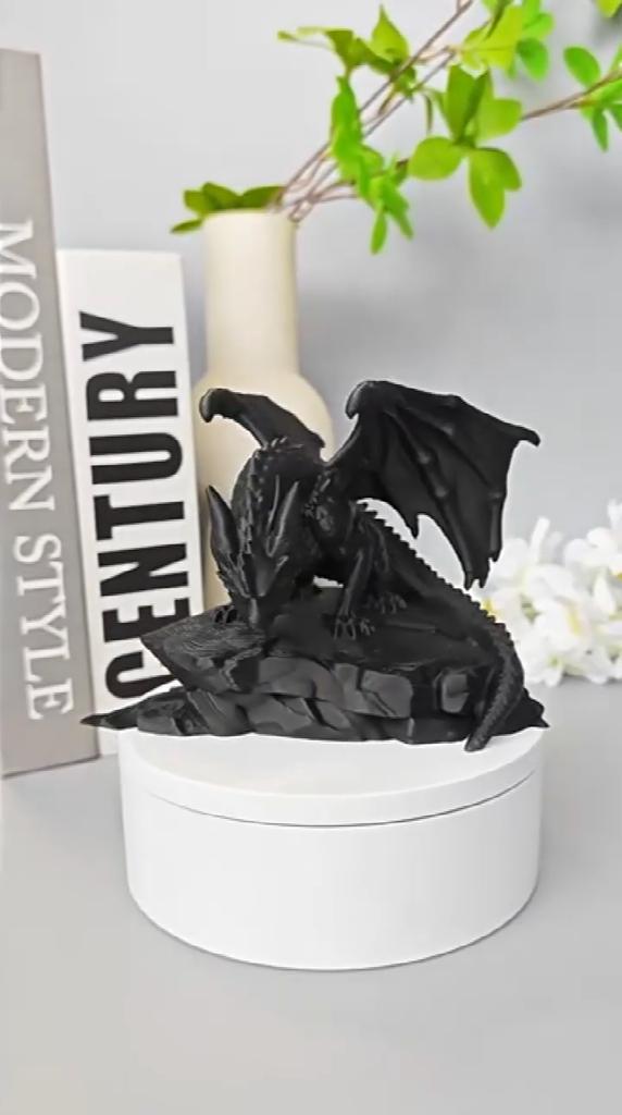 Dark Fantasy Room Ornament 3D Printed Rock Dragon Statue, Figurine, Gothic Desktop Home Decor for Bookshelf Decor, Collectible Ornament, Gift