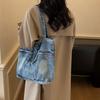 Vintage Denim Toteväska Ficka Pendlarväska