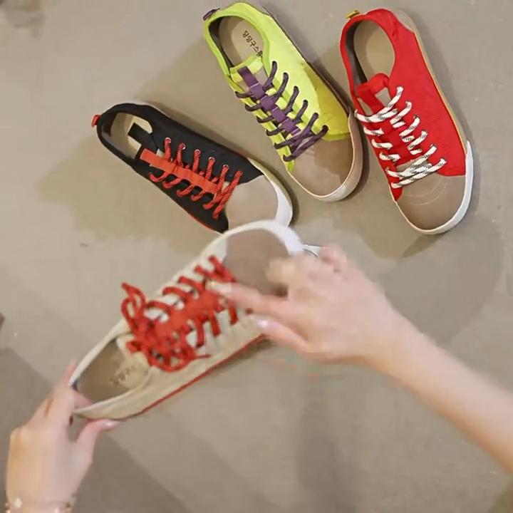 Frühling Sommer Freizeitschuhe Damen Sneaker Retro-Stil Weich Bequem Bunt Damen Leinenschuhe Atmungsaktiv