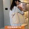 Large Capacity Luggage Bag Canvas Gym Bag Houndstooth Lightweight Storage Bag