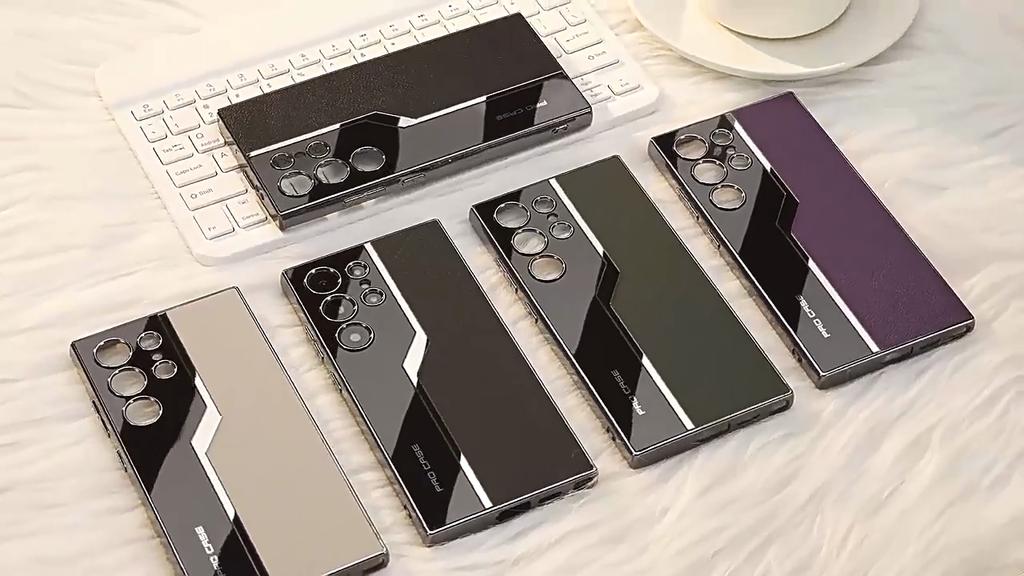 Electroplated Plain Leather S24 Plus Phone Case for Samsung Galaxy S24 Ultra Shockproof Fall Prevention Cover