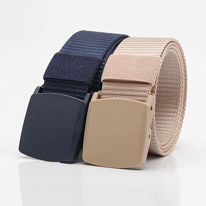 Men's Tactical Nylon Canvas Casual Belt Outdoor Training Electronic Security Check Iron-Free Tactics