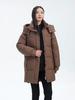 Winter Women's Down Jacket with Hood and Thick Ribbon Long Knee-length Casual Cotton Jacket