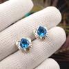 Swiss Blue Topaz Gemstone Earrings 925 Fine Silver Handmade Jewelry For Bridal EE-159-13