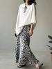 Johnature Summer Light Leopard Print Slit Skirts Women Summer Casual Loose Skirts