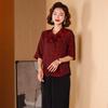 Chinese Summer Chiffon Shirt Mid-sleeve Stand Collar Middle-aged and Elderly Women's New Summer Small Shirt Loose Top