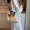 Women's Solid Color Tote Bag Wide Shoulder Strap Shoulder Bag Crossbody Bag