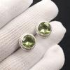 Green Amethyst Gemstone 925 Sterling Silver Jewelry Handmade Stud Earrings 0.53" EE-147-1
