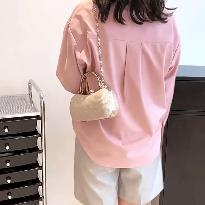 Women Wedding Bridal Beaded Evening Bag Elegant Trendy Chain Handbag Rhinestones Clutch Shoulder Bag