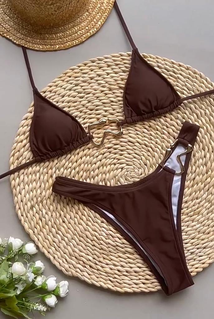 2025 Solid Color Halter Bikini Set Shiny Swimwear Women Shiny Swimsuit Bandage Bikinis Micro Thong Biquini Brazilian Beachwear