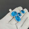 Siwss Blue Topaz Pendant Set, Siwss Blue Topaz Gemstone Handmade 925 Sterling Silver Earring Pendant Set For Women Pendant Birthday Gift