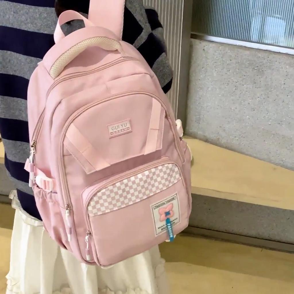 Large Capacity Schoolbag Student Plaid Backpack for Teenage Girls