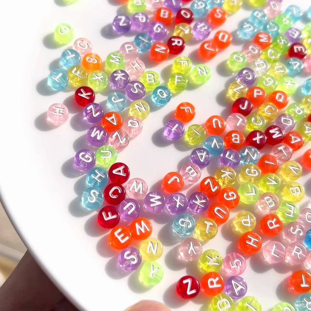 100Pcs Acrylic Letter Beads Round Loose Beads for DIY Bracelet Fashion Jewelry Making