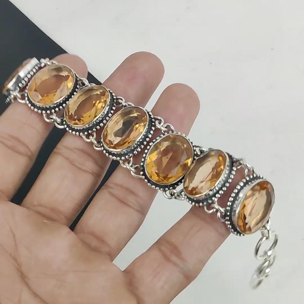 Beautiful Morganite Gemstone Handmade 925 Sterling Silver Bracelet, Morganite Bracelet For Wife , Unisex Bracelet, Anniversary Gift