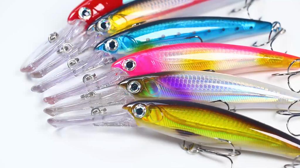 HENGJIA 1pc 17cm 30g Diving Minnow Bait Boat Esche rigide Plastica Wobbler Attrezzatura da pesca