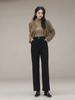 Pantaloni Larghi Stretti da Donna in Autunno Nuovi Vita Alta Larghi Dimagranti Drappeggio Ispessiti Casual Dritti Lunghi