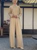 Johnature Women Vintage Wide Leg Pants Elastic Waist Spring Trousers Solid Color Soft Loose Casual Women Long Pants