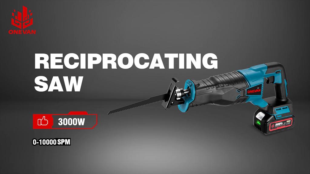 ONEVAN 10000SPM Electric Reciprocating Saw Cordless Rechargeable Multifunction Saw Metal Wood Cutting Tools For 21V 18V Battery