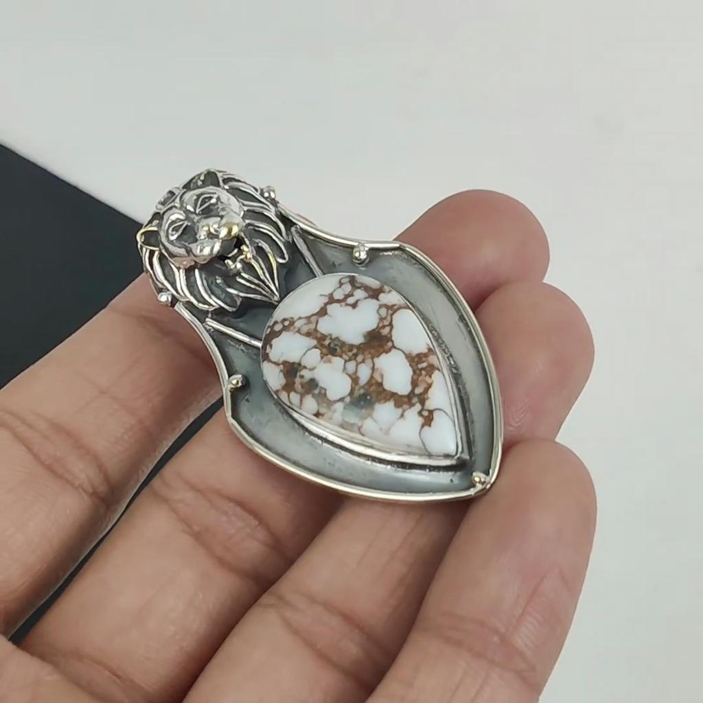 Natural Wild Horse Jasper Gemstone Pendant 925 Sterling Silver- Handmade Design, Everyday Wear Jewelry, Unique Wild Horse Jasper Pendant Love Gifts