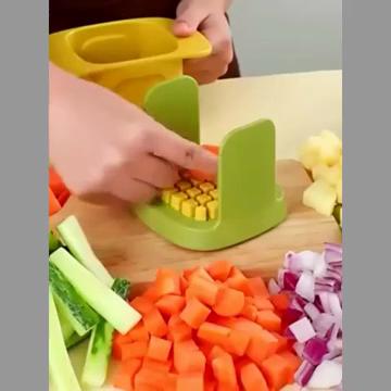 2-in-1 Vegetable Chopper Dicing Slitting Tool Hand Pressure Potato Carrot Onion Dicer Slicer Chopper Chips Cutting Box Gadgets