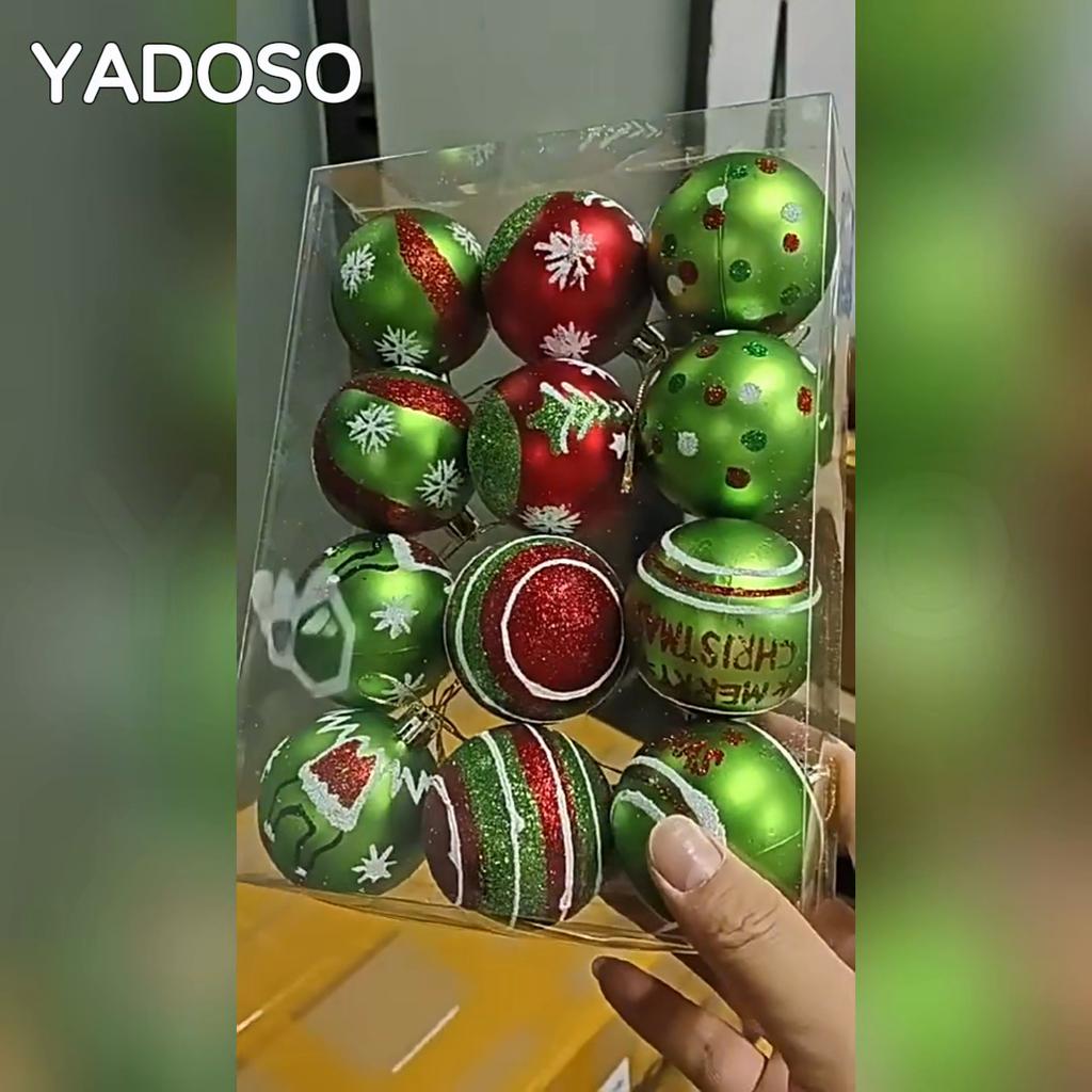 12 Pieces of 2.4-inch Christmas Hanging Decorative Balls, Red and Green Christmas Tree Pendants
