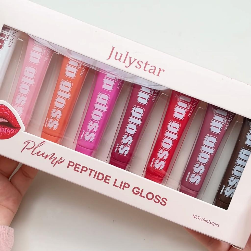 JULYSTAR Set de 8 Uleiuri Hidratante de Buze cu Aromă de Fructe, Hidratant, de Lungă Durată, Hidratant și Transparent.
