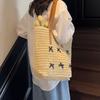 Yogodlns Summer Beach Large Capacity Tote Bag Women Shoulder Bag Handmade Woven Top-Handle Bags Raffia Boho Women Bag
