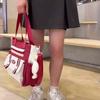 Women's Shoulder Large Capacity Handbag Color Block Tote Bag Student Book Bag for Class Crossbody Bag