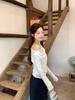 White Swing Collar Lace Long Sleeve T-shirt Women's Early Autumn Wear with Bottoming Shirt Slim Waist Top