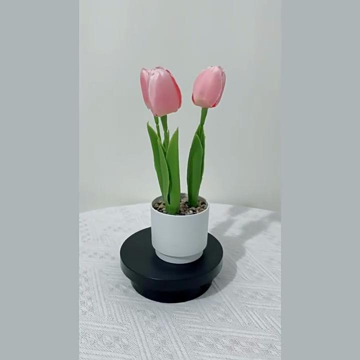 Tulip Flower Arrangement With Plastic And Fabric For Wedding Decor And Home Styling