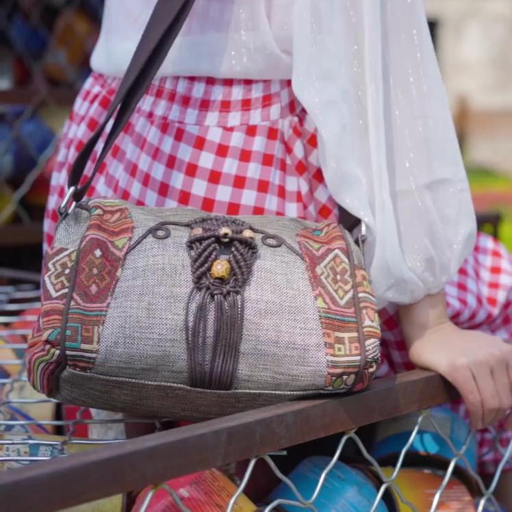 Ladies Canvas Handbag Girl Chinese Style Crossbody Bags For Women Versatile Leisure Handmade Shoulder Bags Female Purse