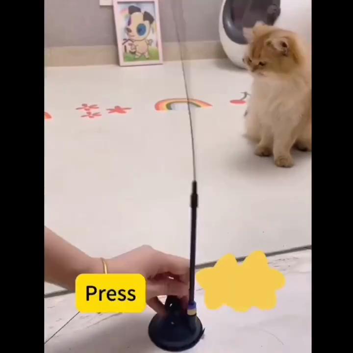 Sınır Ötesi Kedi Teaser Oyuncak: Vantuzlu Tüy ve Çıngırak, Çıkarılabilir, Isırmaya Dayanıklı, Kendi Kendine Eğlence.