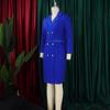 Elegant Office Lady Dress Notched Collar Long Sleeve Belt Waisted Double Breasted Package Hips Mid Calf Formal Work Dress