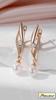 Kinel Shiny Zircon Pearl Dangle Earrings For Women Rose Gold Color Elegant Jewelry