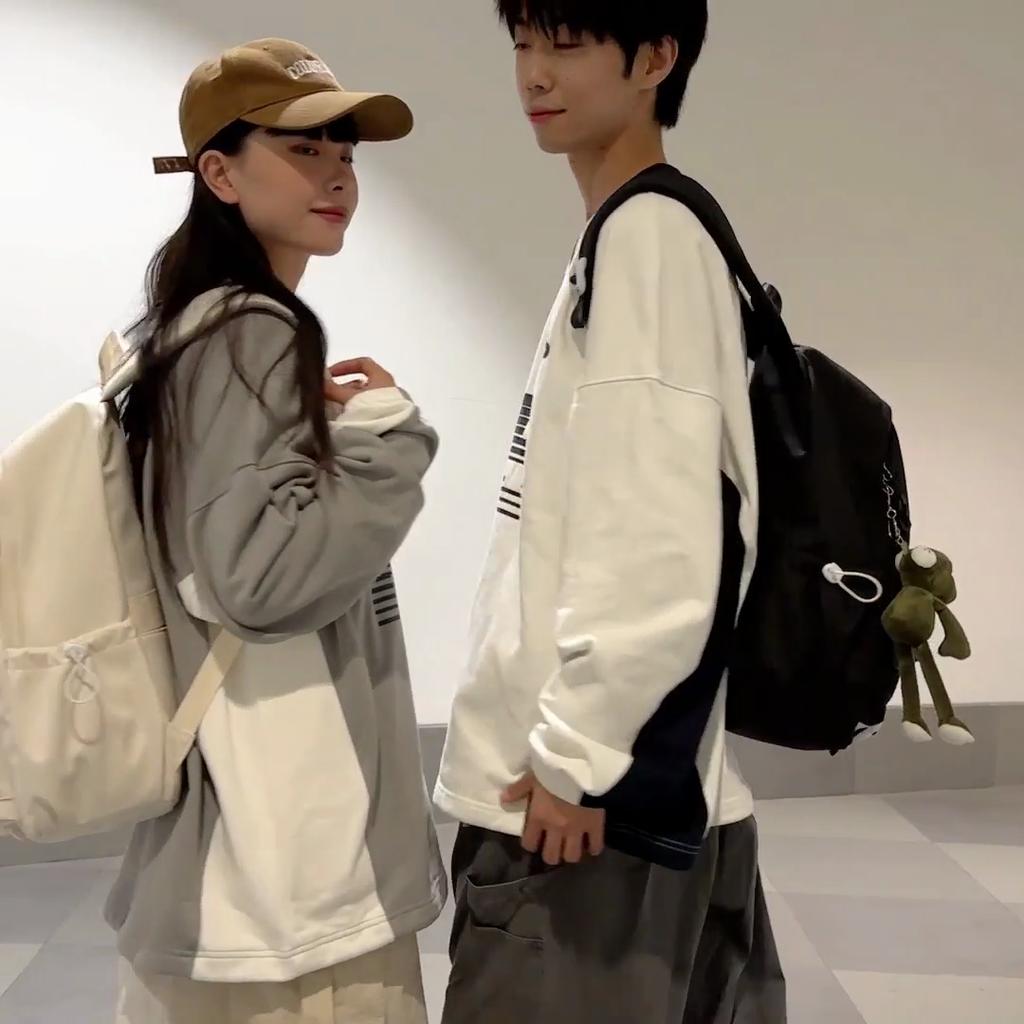 Junior High School Student Schoolbag Women's Large Capacity Backpack Solid Color Campus Men's Backpack