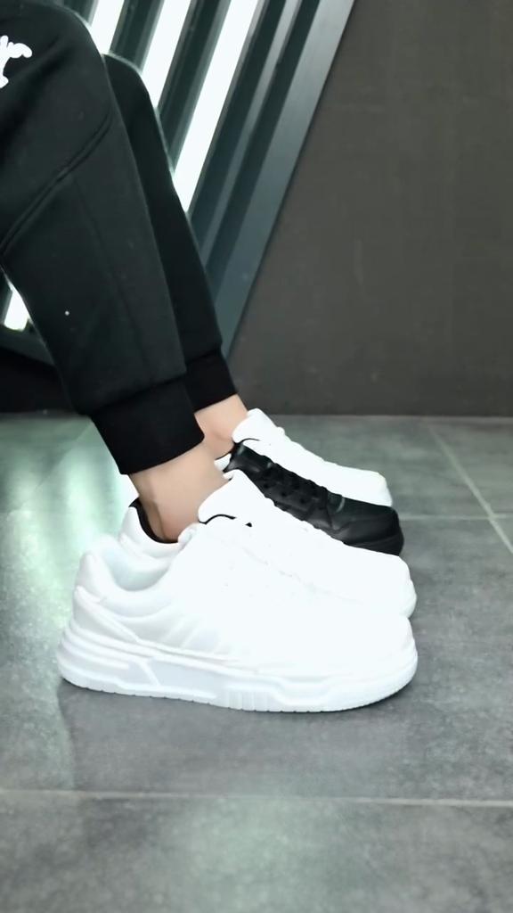 Men's Leather Sneakers Trend Casual Skateboard Shoes Thick Soles Platform