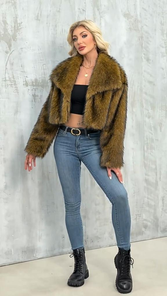 Women's Autumn and Winter New Imitation Fur Jacket Top, Women's Artificial Fur Short Plush Jacket