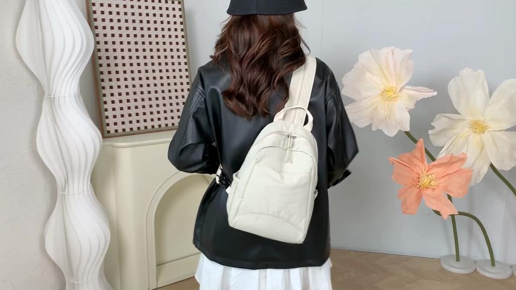 Women's Bag Multi-function Sport Large Capacity Solid Color Chest Bag Travel Backpack