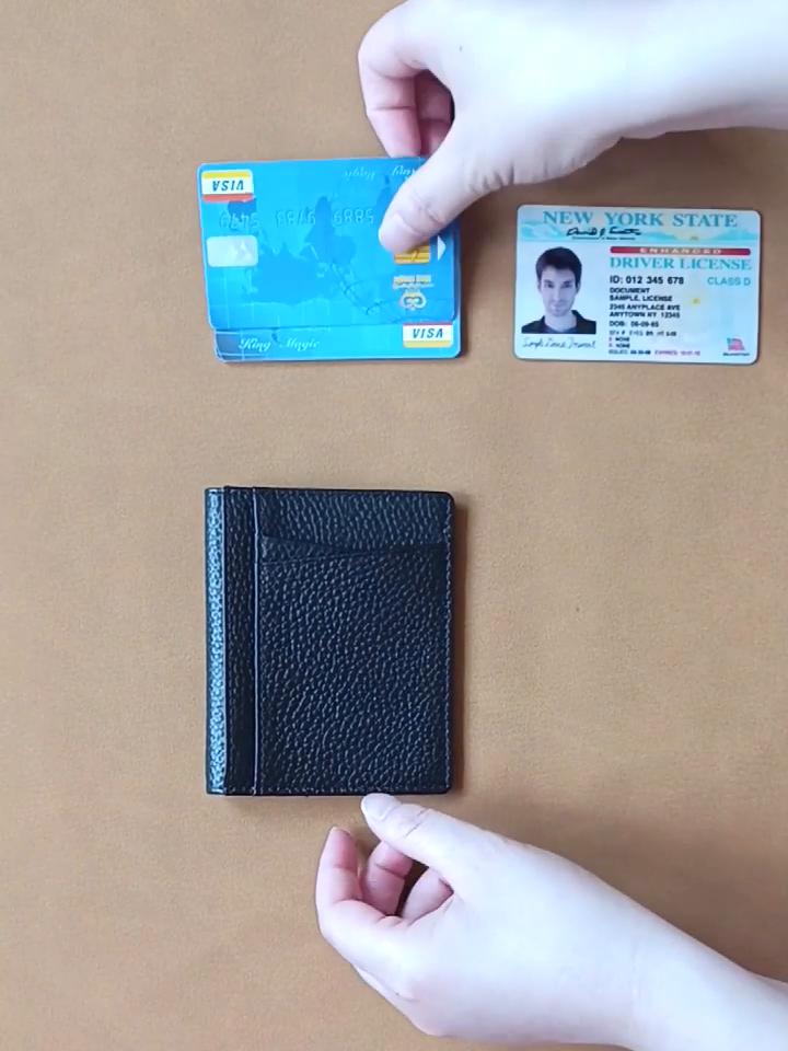 Portafoglio Automatico Porta Carte RFID In Alluminio E Pelle | Nero Minimalista Con Portamonete, Antiscanner