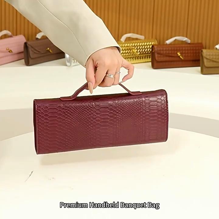 Burgundy Cherry Red Envelope Wine Red Envelope Upscale New Handbag European and American Fashion Crocodile Flip Crossbody Bag