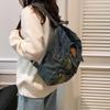 Washed denim large capacity backpack fashionable retro style autumn and winter large capacity denim backpack commuter bag