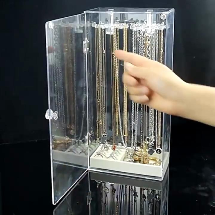 Vertical Rotating Jewelry Box Transparent Acrylic Jewelry Box Organizer for Women Storage Container Holiday Gifts Packing