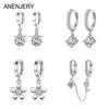 ANENJERY Earrings Mosaic CZ Four-prong Zircon Drop Earrings for Women Oorbellen Brincos Pendientes S-E401