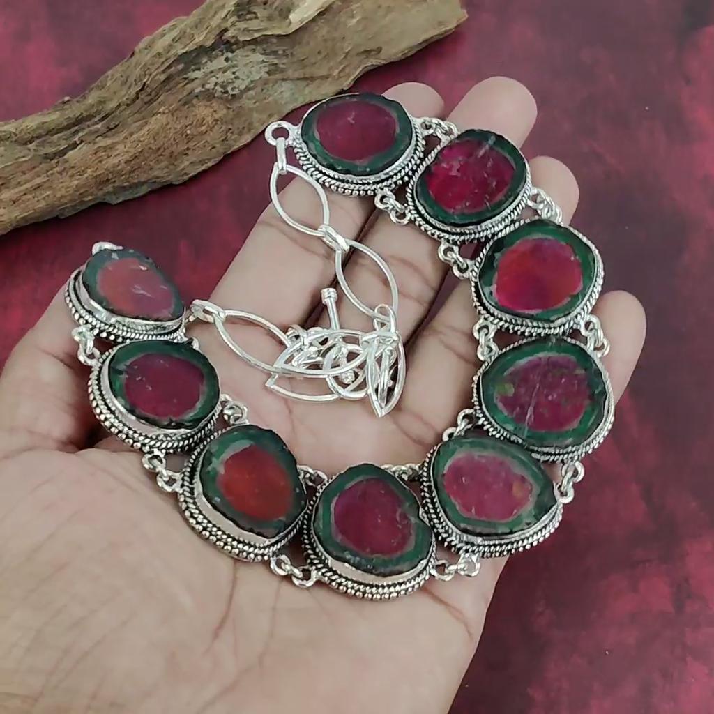 Pink Tourmaline 925 Solid Sterling Silver Necklace with Adjustable Chain, Handmade Gemstone Jewelry Necklace, For Memorial Day