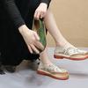 Johnature Genuine Leather Retro Hollow-out Breathable Sandals Versatile Comfortable Women's Slip-on Shoes