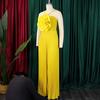 Sexy Jumpsuits Rompers Woman Wide Leg Pants Plus Size Halter Sleeveless Backless Floral Decorate High Waist Female Birthday Party Outfit